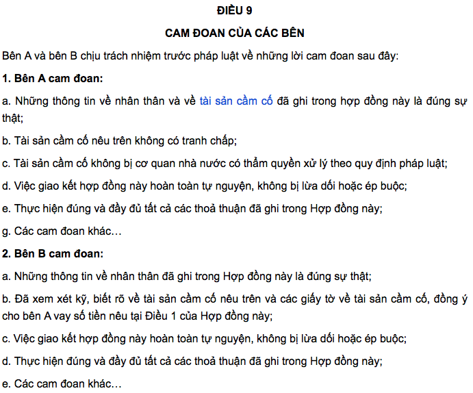 Hợp đồng cầm đồ F88? Mẫu giấy vay cầm đồ giá cao